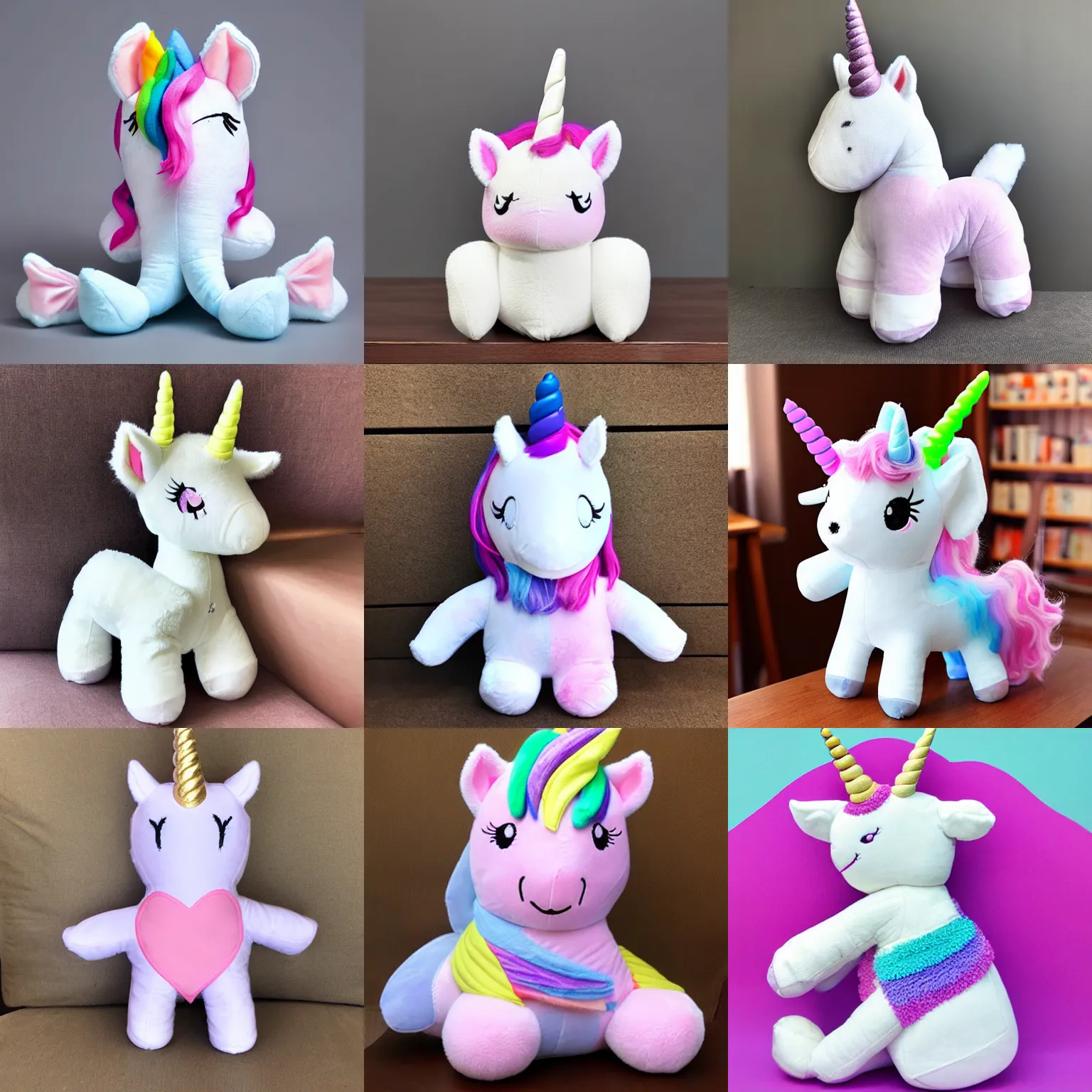 Prompt: a very cute unicorn plush