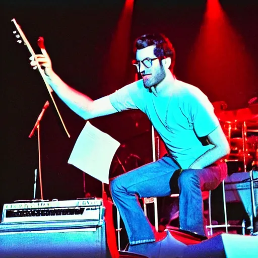 Prompt: Vulfpeck in concert. Madison Square Garden.