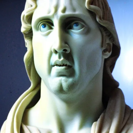 Prompt: nicolas cage as a greek marble statue