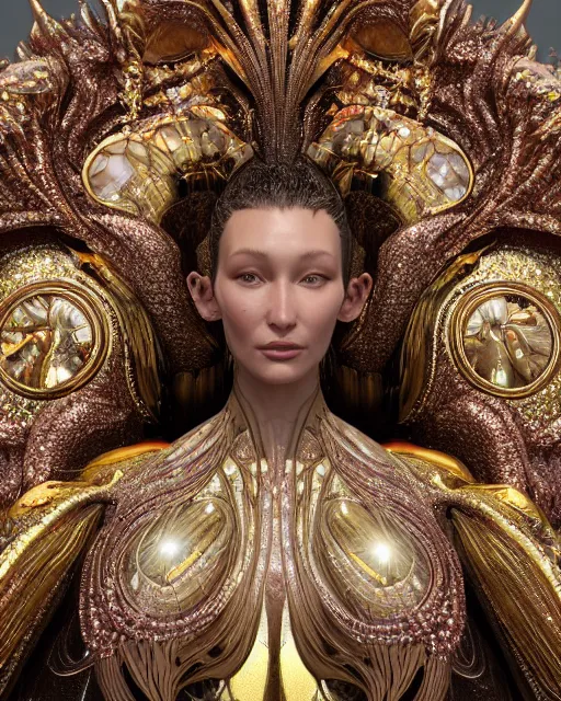 Image similar to a highly detailed metahuman 4 k close up render of an alien goddess bella hadid monument atlantis in iris van herpen dress schiaparelli in diamonds crystals swarovski and jewelry iridescent in style of alphonse mucha gustav klimt trending on artstation made in unreal engine 4