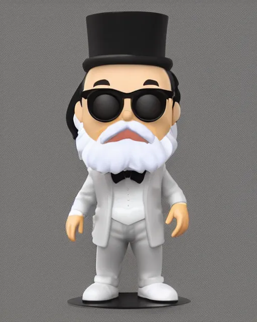 Image similar to full body 3 d render of col sanders as a funko pop!, four, studio lighting, white background, single body, no shadow, blender, trending on artstation, 8 k, highly detailed