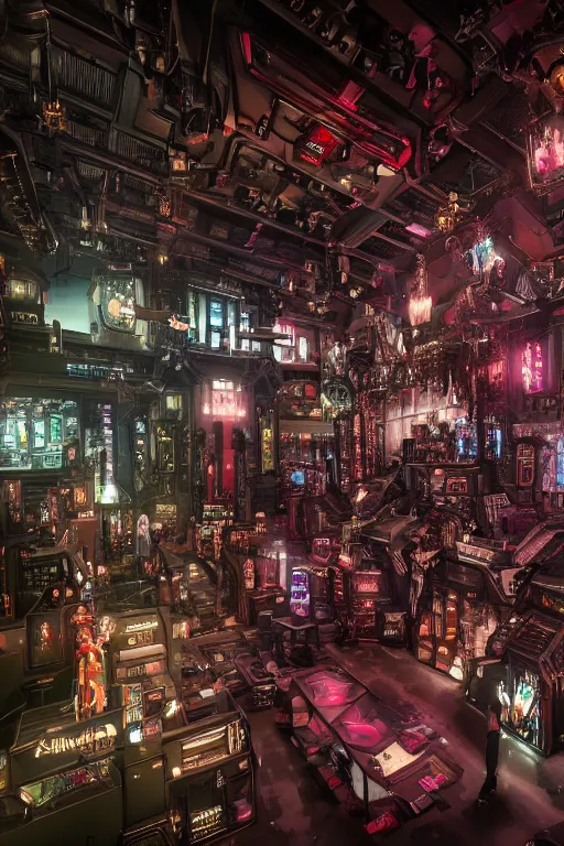 Image similar to Cybertron, inside of a Hot Topic store for goth Decepticons, cinematography by Wes Anderson, 4k octane render, intricate detail, photorealistic , cinematic lighting, Artstation