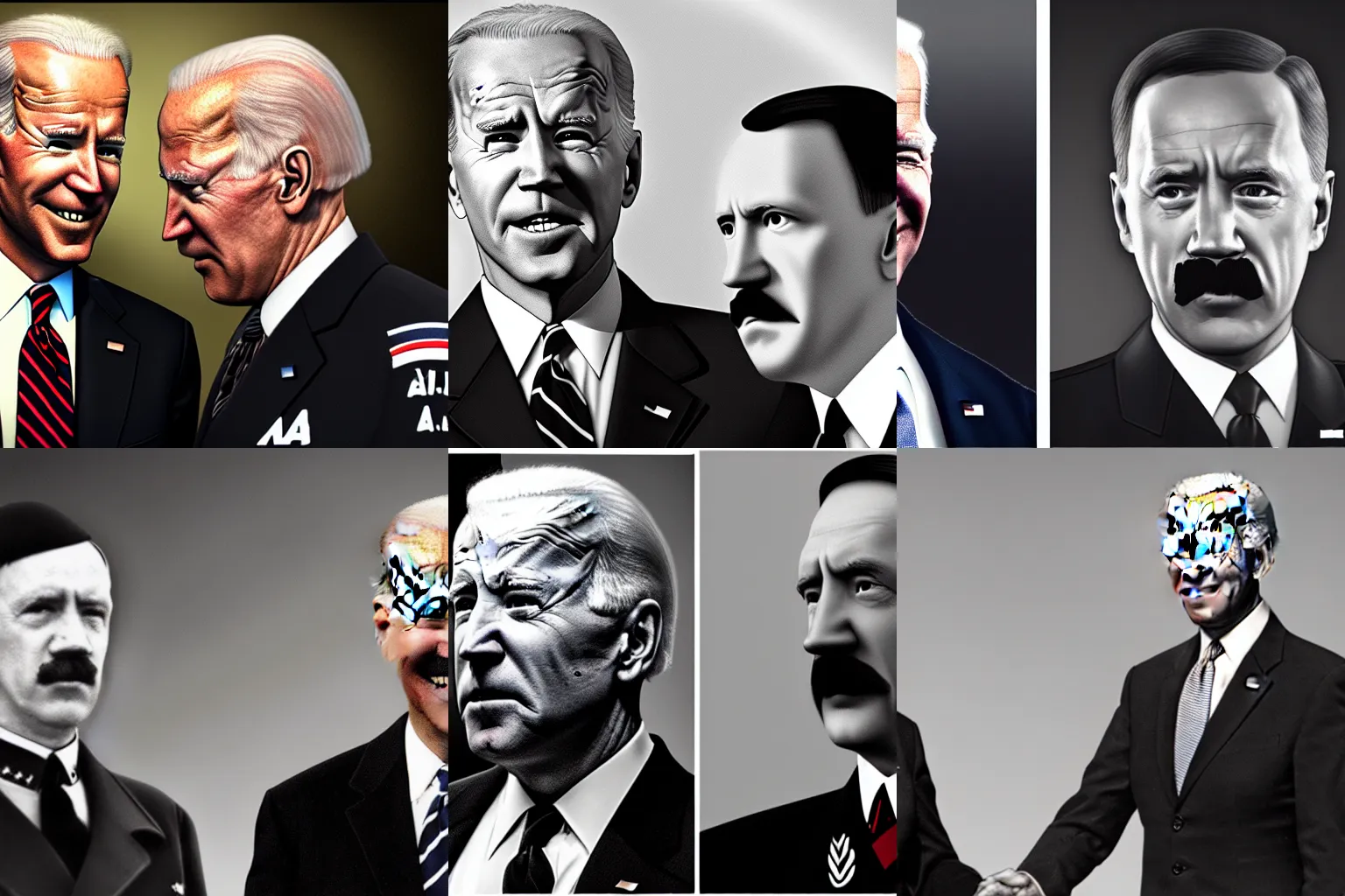 Prompt: Photo of Joe Biden with Hitler, trending on artstation, highly detailed 8K resolution