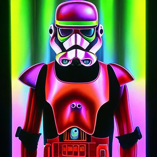 Image similar to Painting of a Stromtrooper designed by alex grey, flooko, etheral, detailed, glows,