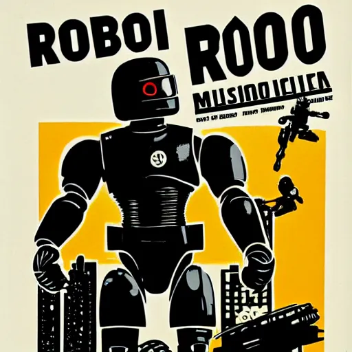 Prompt: A RoboCop movie poster by Saul Bass