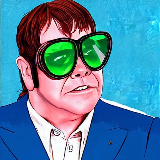 Image similar to “Elton John in GTA V, cover art by Stephen Bliss, Boxart, loadscreen”