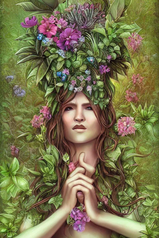 Prompt: book cover | plant fairy | digital painting | highly detailed | ultra realistic | dark fantasy