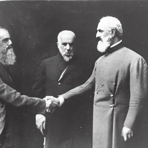Prompt: theodor herzl shaking hands with franz joseph