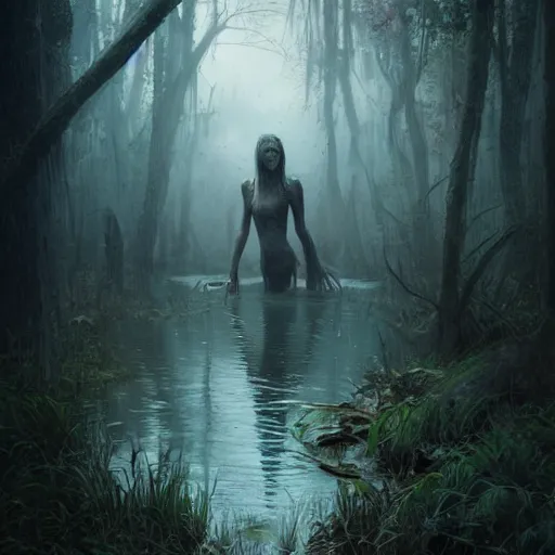 Image similar to swamp monster, 8 k, depth of field, 3 d, art by artgerm and greg rutkowski