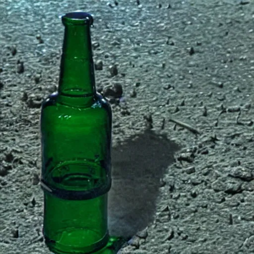 Image similar to film still of an action movie about a green bottle