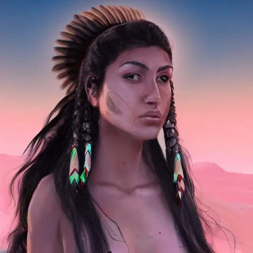 Image similar to 25 year old mixed race native american woman in the wild west, long black hair, with a ghost behind her, digital painting, artstation, sharp focus, concept art, smooth, 8k