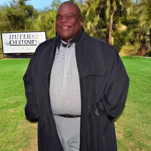 Image similar to huell babineaux wearing an eye patch and black trench coat