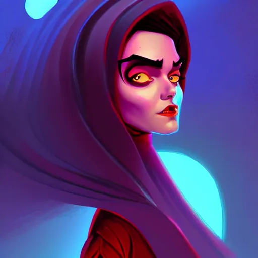 Image similar to curled perspective digital art of a dark hair woman wearing a kufiyya by anton fadeev from nightmare before christmas