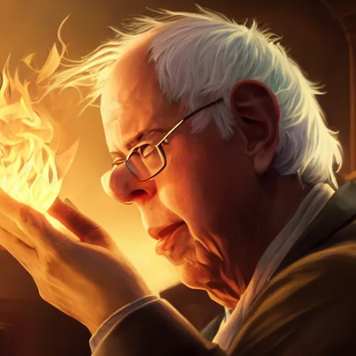 Prompt: portrait of bernie sanders burning money, league of legends amazing splashscreen artwork, splash art, natural light, elegant, photorealistic facial features, intricate, fantasy, detailed face, atmospheric lighting, anamorphic lens flare, cinematic lighting, league of legends splash art, hd wallpaper, ultra high details by greg rutkowski