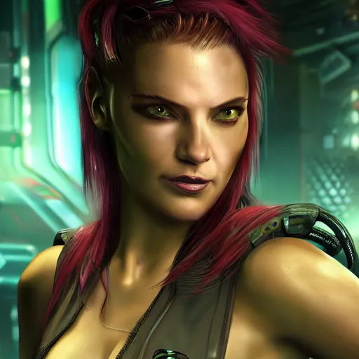 Image similar to high quality portrait of Kerrigan from starcraft in a cyberpunk cyberpunk cyberpunk cafe, realism, 8k, award winning photo