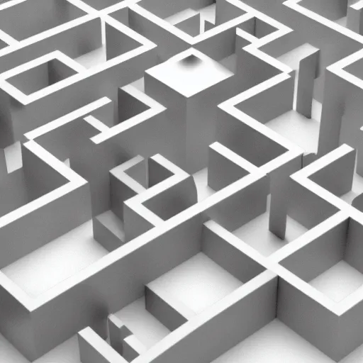 Prompt: 3D render of a 3-dimensional cubic maze made out of metal, white background,