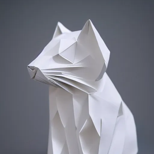 Prompt: cat origami, white background, 8 k, very detailed