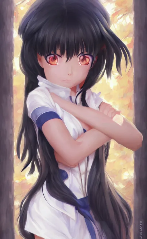 Prompt: Kagome higurashi fanart. By Konstantin Razumov, highly detailded