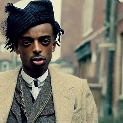 Image similar to playboi carti in peaky blinders 4 k the detailed super realistic