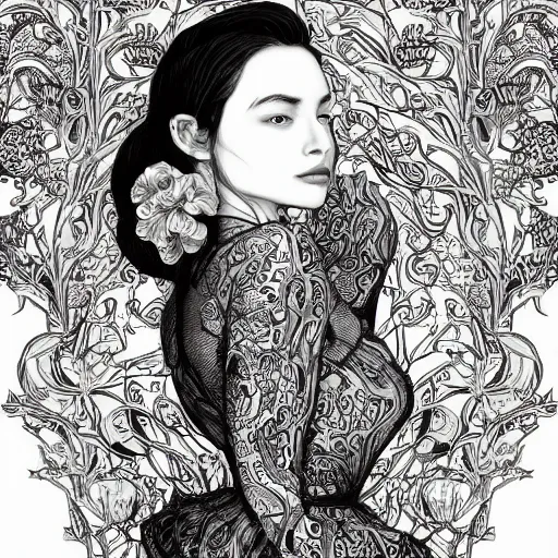 Image similar to the portrait of an incredibly beautiful, graceful, elegant, and sophisticated young woman made of garlic bulbs, an ultrafine detailed illustration by james jean, intricate linework, bright colors, final fantasy, behance contest winner, vanitas, angular, altermodern, unreal engine 5 highly rendered, global illumination, radiant light, detailed and intricate environment