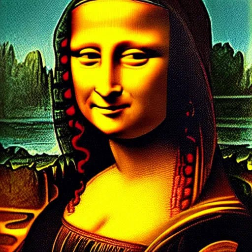 Prompt: mona lisa in the style of jack kirby