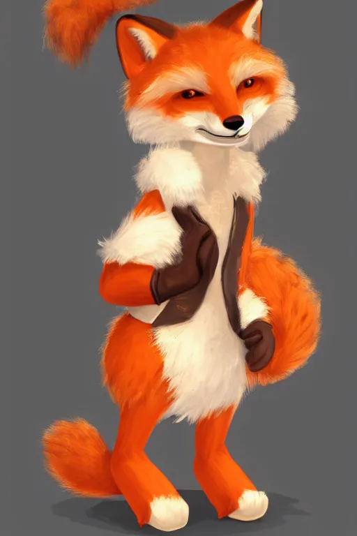 Image similar to an anthropomorphic fox with a fluffy tail wearing a vest, backlighting, trending on artstation, digital art, furry art, trending on furaffinity, lineart