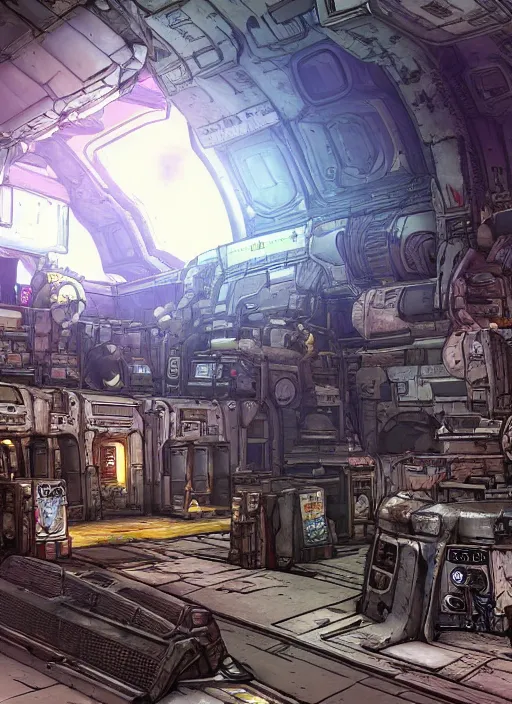 Image similar to Borderlands 2 Hyperion Space Station , Dynamic lighting, cinematic, extremely high detail, photo realistic, cinematic lighting, pen and ink, intricate line drawings, post processed, concept art, artstation, matte painting, style by, Q Hayashida