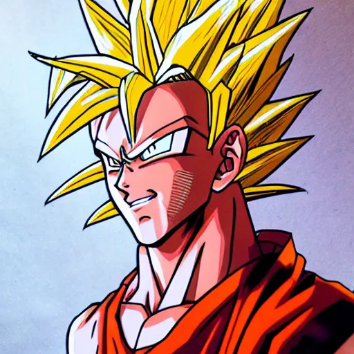 Image similar to super saiyan kramer, comic drawing style, artgerm