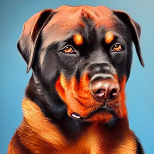 Image similar to rottweiler with a beard, oil painting, artgerm, portrait, highly detailed, artstation