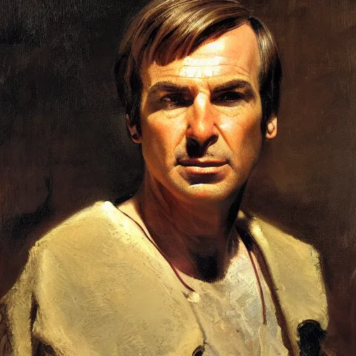 Image similar to saul goodman of better call saul, face detail by theodore ralli and nasreddine dinet and anders zorn and nikolay makovsky and edwin longsden long, bronze age, sword and sorcery, oil on canvas, masterful intricate artwork, excellent lighting, high detail 8 k