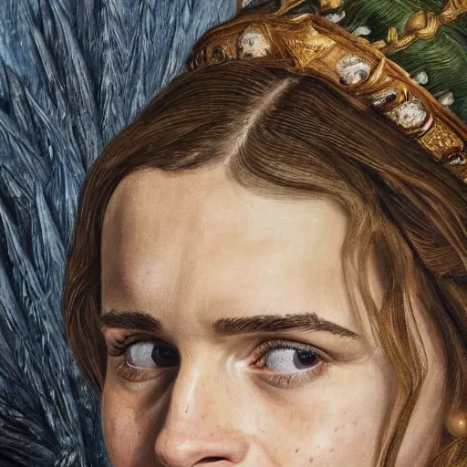 Prompt: high quality high detail painting by lucian freud, hd, emma watson in game of thrones