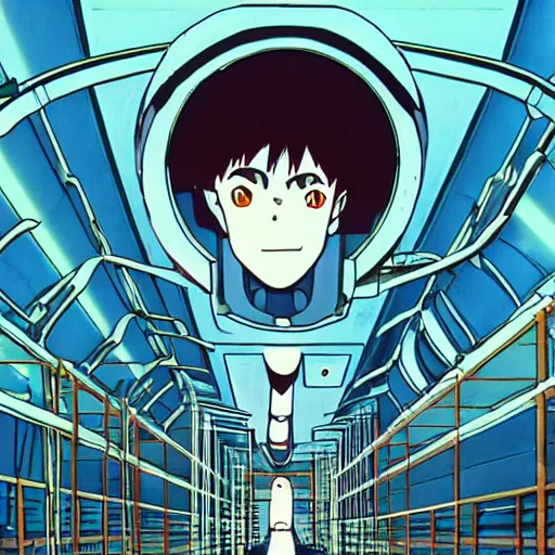 Prompt: underground large space with rows of round glass test tubes with humans inside, secret research lab, sci - fi. neo genesis evangelion, akira, 9 0's anime. cinematic. liminal space