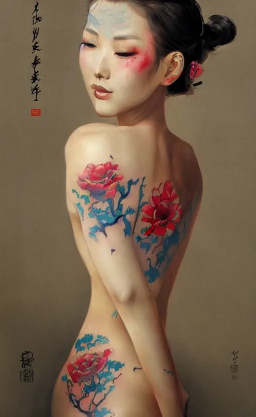 Image similar to Colour Tattoo old chines painting , by WLOP, Rossdraws, James Jean