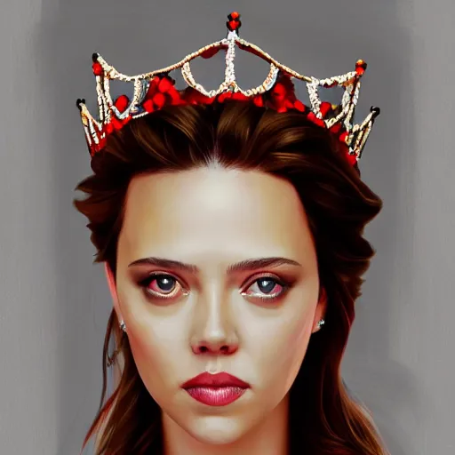 Prompt: portrait painting scarlett johannson wearing a crown, detailed, artstation, trending, detailed