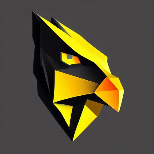 Image similar to 2 dimensional, vector, low poly, eagle icon, black background, cgsociety, artstation