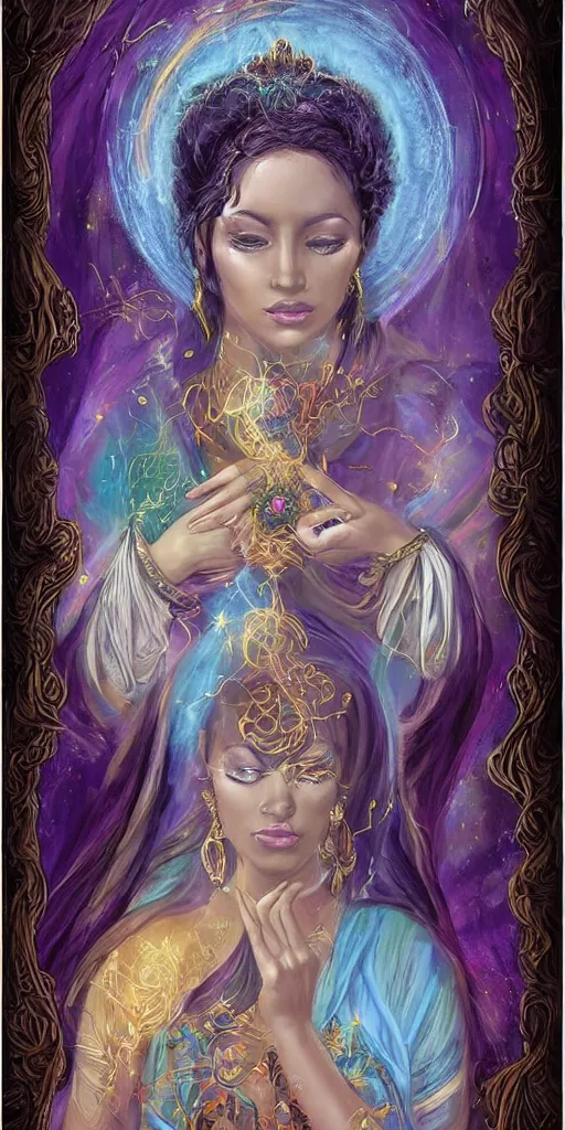 Prompt: a mystical woman priestess, the divine feminine