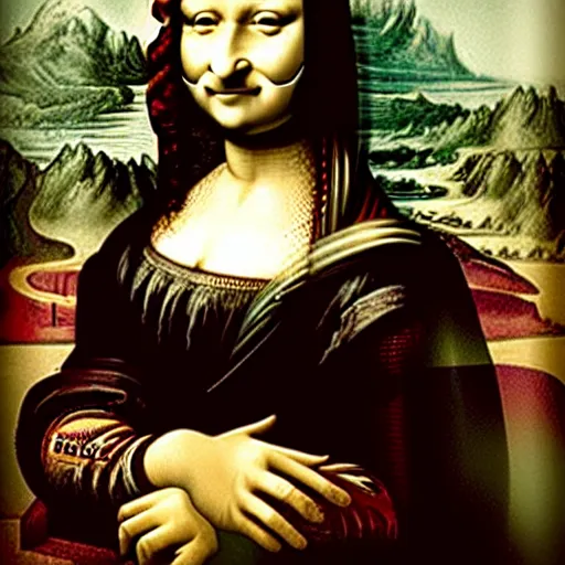 Prompt: monalisa la joconde laughing