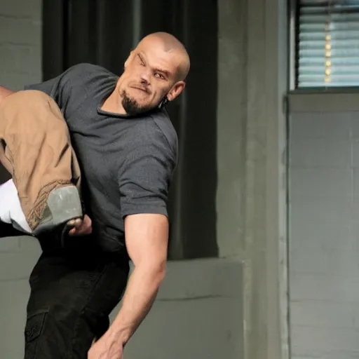 Image similar to Mike from Prison Break is dancing hip-hop