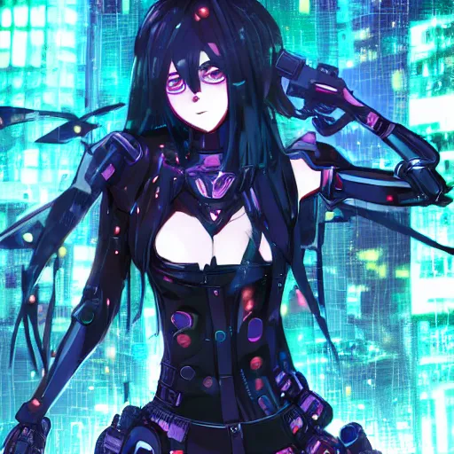 full digital cyberpunk anime!!, shattered cyborg -, Stable Diffusion