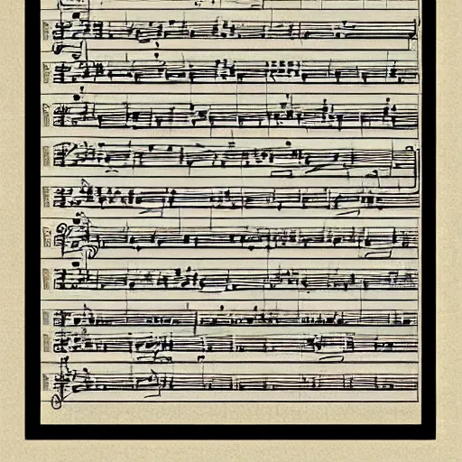 Image similar to a piece of sheet music, composed in the style of bach.