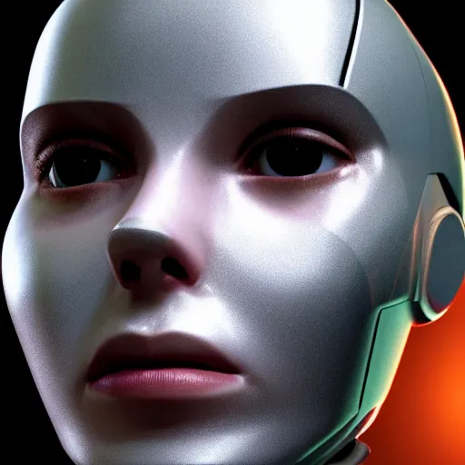 Prompt: headshot of humanoid robot from ex machina, cinematic angle, cinematic lighting, detailed, elegant