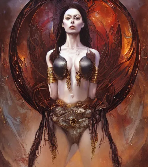 Image similar to a detailed painting of a fantasy priestess, art by karol bak and mark brooks and greg rutkowski, centered