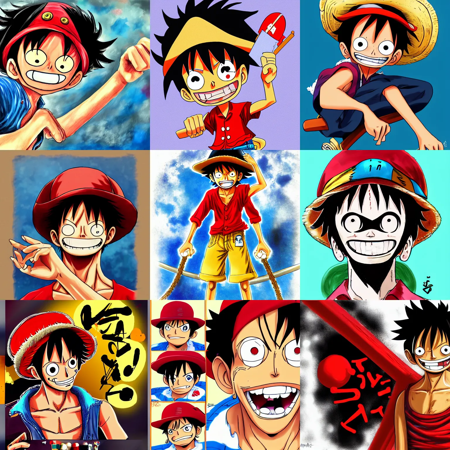 Prompt: monkey d luffy as joyboy, on artstation, on twitter, on pixiv