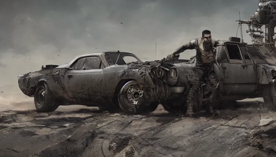 Image similar to Joe Bernthal is Mad Max, hyperdetailed, artstation, cgsociety, 8k