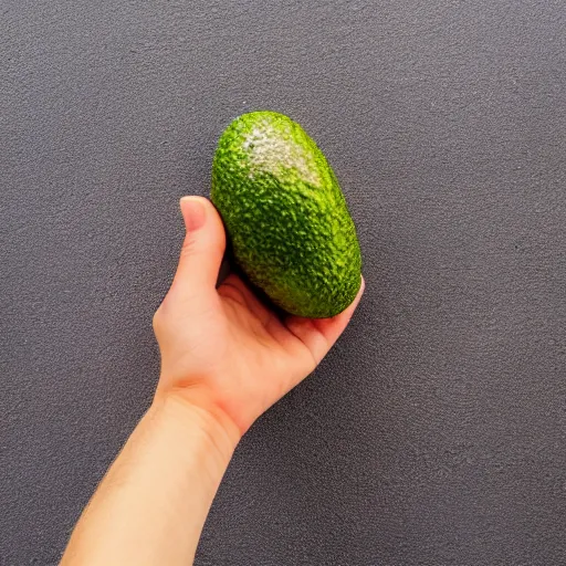 Image similar to photo avocado in hand on neural background
