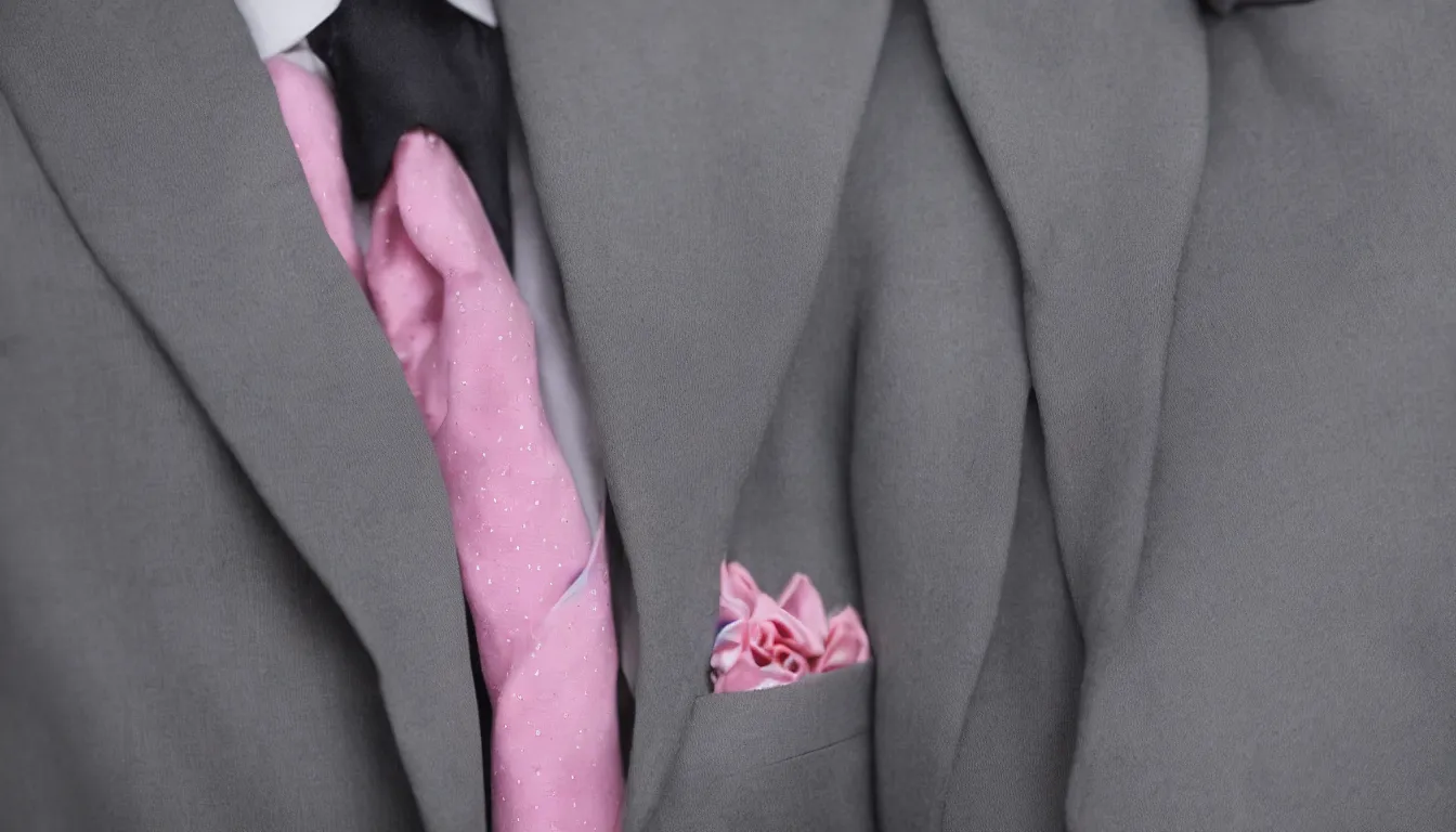 Prompt: pink fox in a suit 8 5 mm