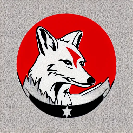 Image similar to military logo that involves foxes, white and red color scheme