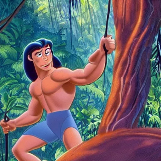 Prompt: tarzan in the jungle of New York, Disney style