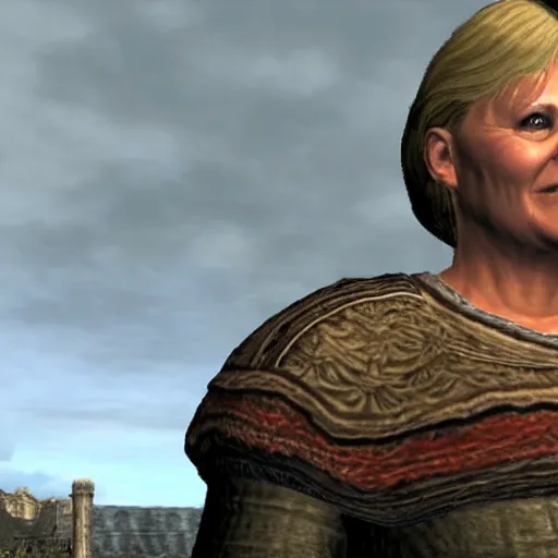 Prompt: Erna Solberg in The Elder Scrolls: Oblivion