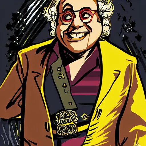 Prompt: vector art portrait of danny devito as a pirate king by jack kirby